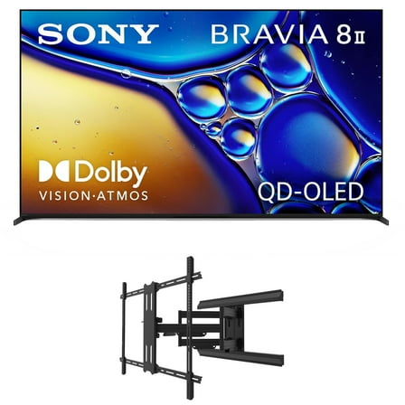 Sony K55XR80M2 55 Inch Bravia 8 QD-OLED 4K HDR Google TV with a Kanto PMX800 Full Motion Dual Stud Mount (2025)