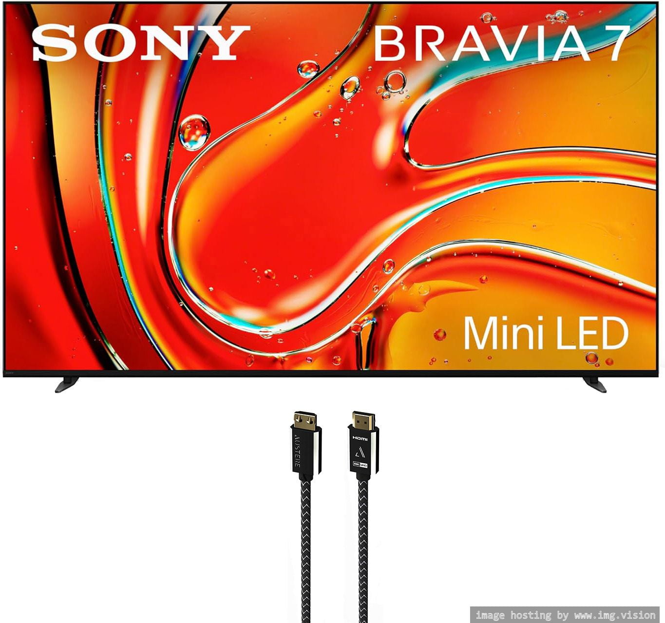 Sony K65XR70 65 Inch 4K Bravia LCD Mini LED Full Array HDR Google TV with an Austere 7S-8KHD2-2.5M VII Series 2.5m Premium Braided 8K HDMI Cable (2024)