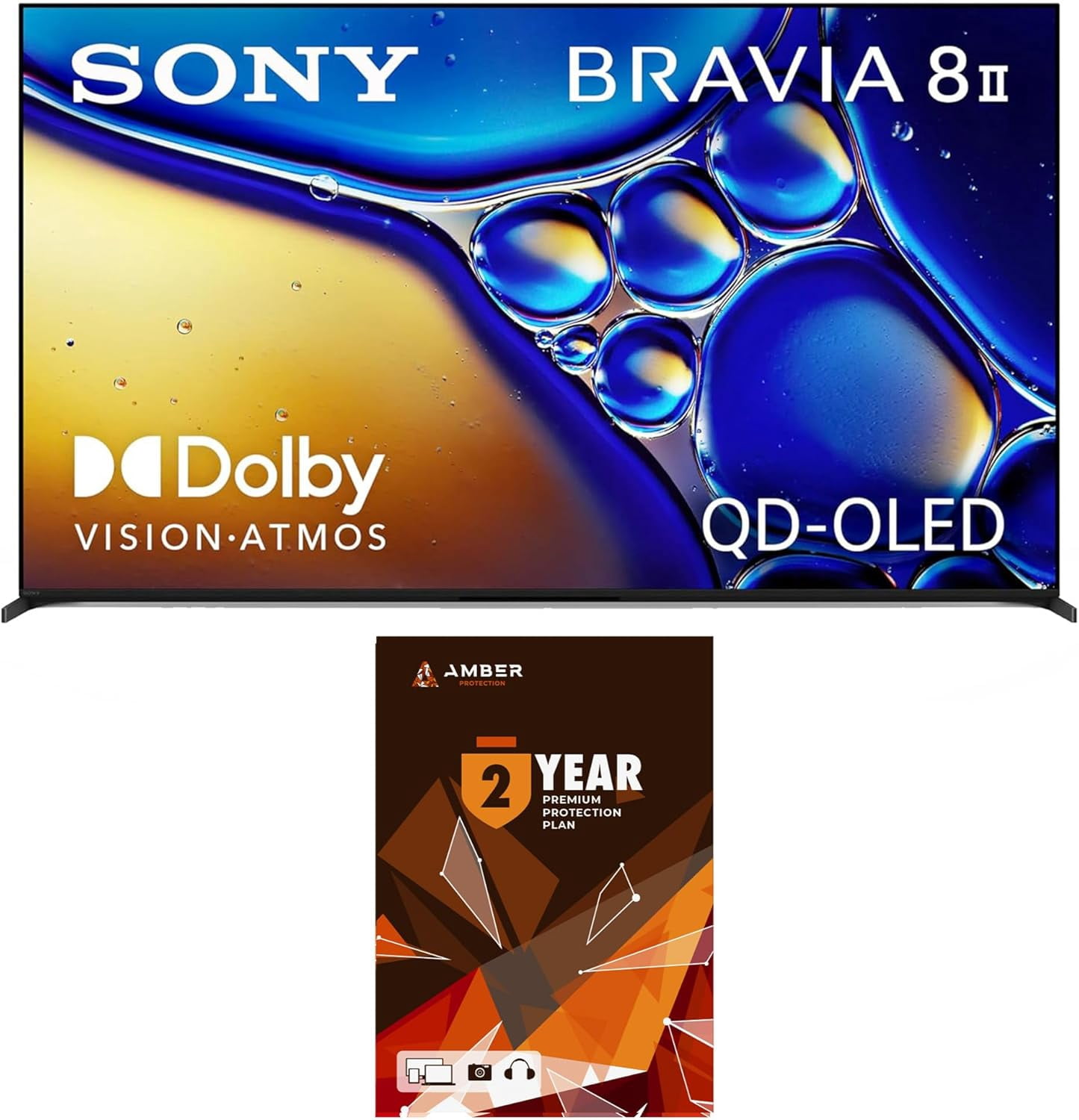 Sony K65XR80M2 65 Inch Bravia 8 QD-OLED 4K HDR Google TV with Quantum Dot and 2 Year Amber Protection Plan (2025)