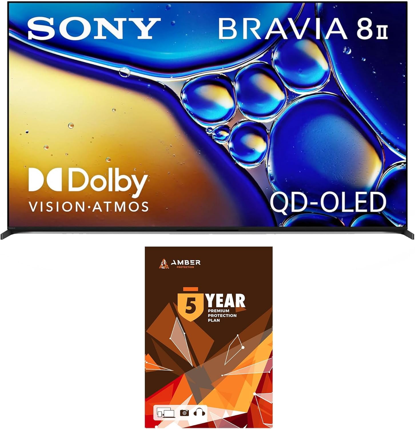 Sony K65XR80M2 65 Inch Bravia 8 QD-OLED 4K HDR Google TV with Quantum Dot and 5 Year Amber Protection Plan (2025)