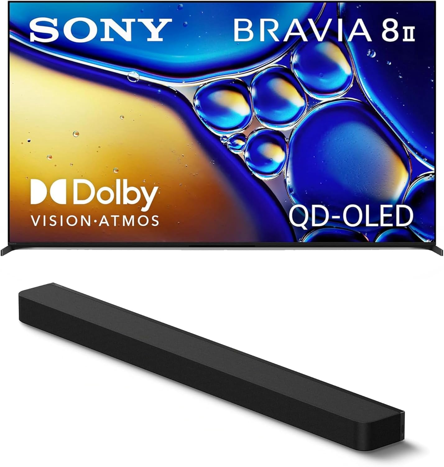Sony K65XR80M2 65 Inch Bravia 8 QD-OLED 4K HDR Google TV with a Sony HT-A8000 BRAVIA Theater Bar Soundbar (2025)