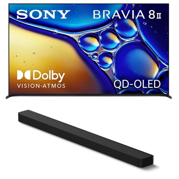 Sony K65XR80M2 65 Inch Bravia 8 QD-OLED 4K HDR Google TV with a Sony HT-A9000 BRAVIA Theater Bar Soundbar (2025)