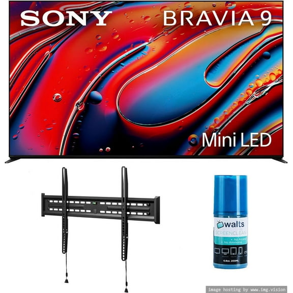 Sony K65XR90 65 Inch XR90 Series Bravia Mini LED HDR QLED 4K Google TV with a Walts TV FIXED-MOUNT-43-90 TV Mount for 43"-90" Compatible TVs and Walts HDTV Screen Cleaner Kit (2024)