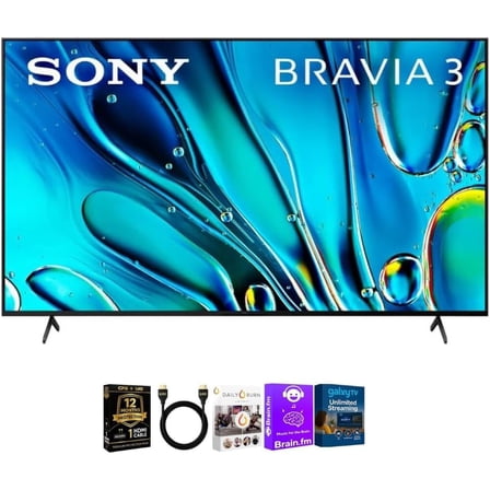 Sony K75S30BKIT1 75 inch Class S30 Series 4K Crystal UHD Smart TV 2025 HDR Smart Tizen WiFi HDMI Cable Streaming Bundl