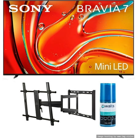 Sony K75XR70 75 Inch 4K Bravia LCD Mini LED Full Array HDR Google TV with a Walts TV Large/Extra Large Full Motion Mount for 43"-90" Compatible TV's and Walts HDTV Screen Cleaner Kit (2024)