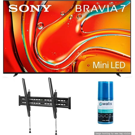 Sony K75XR70 75 Inch 4K Bravia LCD Mini LED Full Array HDR Google TV with a Walts TV Large/Extra Large Tilt Mount for 43"-90" Compatible TV's and Walts HDTV Screen Cleaner Kit (2024)