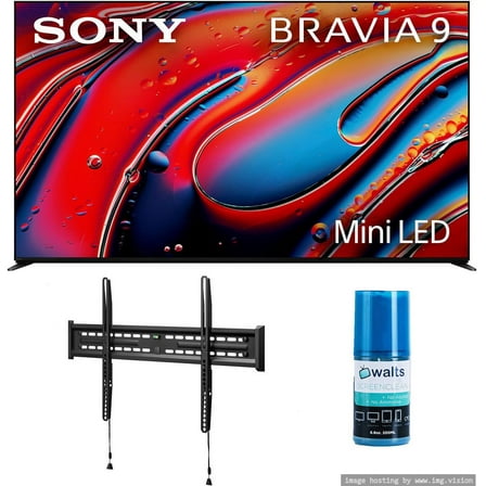 Sony K75XR90 75 Inch XR90 Series Bravia Mini LED HDR QLED 4K Google TV with a Walts TV FIXED-MOUNT-43-90 TV Mount for 43"-90" Compatible TVs and Walts HDTV Screen Cleaner Kit (2024)