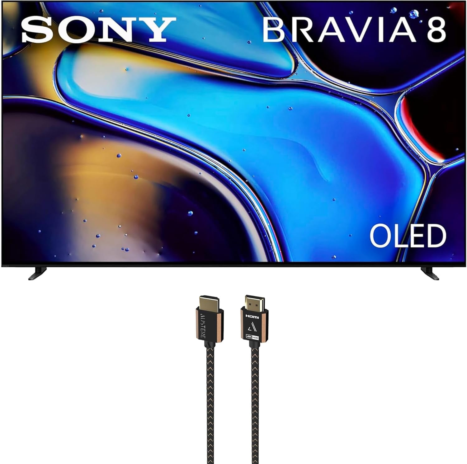 Sony K77XR80 77 Inch IMAX Enhanced Bravia OLED 4K HDR Google TV with an Austere 3S-4KHD2-2.5M III Series 4K HDMI 2.5m Cable (2024)