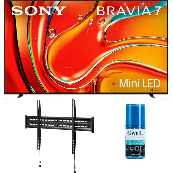 Sony K85XR70 85 Inch 4K Bravia LCD Mini LED Full Array HDR Google TV with a Walts TV FIXED-MOUNT-43-90 TV Mount for 43"-90" Compatible TVs and Walts HDTV Screen Cleaner Kit (2024)