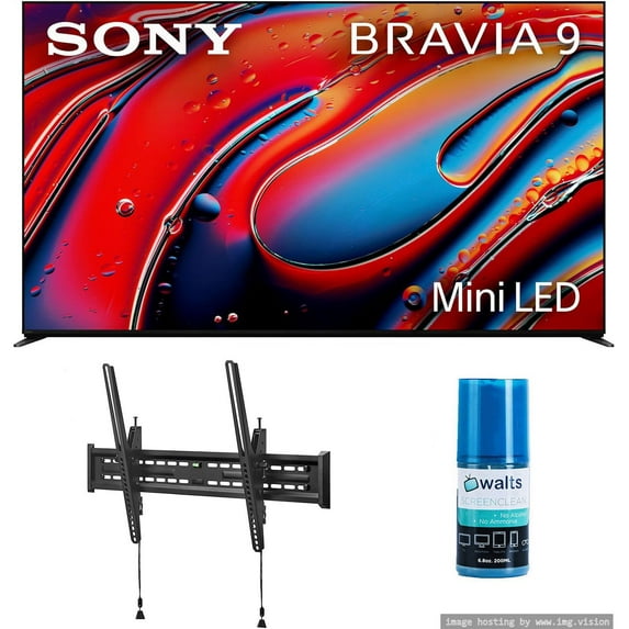 Sony K85XR90 85 Inch XR90 Series Bravia Mini LED HDR QLED 4K Google TV with a Walts TV Large/Extra Large Tilt Mount for 43"-90" Compatible TV's and Walts HDTV Screen Cleaner Kit (2024)