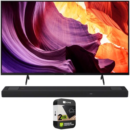 Sony KD-85X80K 85 inch X80K 4K Ultra HD LED Smart TV 2022 Model Bundle with Sony HT-A5000 450W 5.1.2 ch Dolby Atmos Soundbar and Premium 2 YR CPS Enhanced Protection Pack