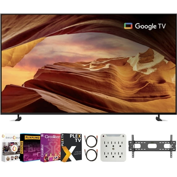 Sony KD75X77L X77L 75 Inch 4K HDR LED Smart TV with Google TV 2023 Bundle with Premiere Movies Streaming + 37-100 Inch TV Wall Mount + 6-Outlet Surge Adapter + 2x 6FT 4K HDMI 2.0 Cable