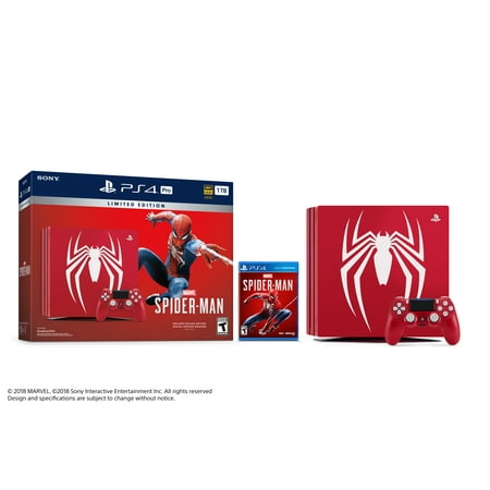 Sony Limited Edition Marvels Spider-Man PS4 Pro 1TB Bundle, Red