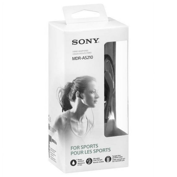 Sony MDR-AS210 Sports Earbuds Headphones Water Resistant - Black