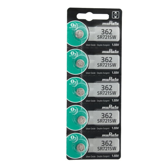 Sony Murata 362 - SR721SW Silver Oxide Button Cell Battery 1.55V - 5 Pack + FREE SHIPPING!