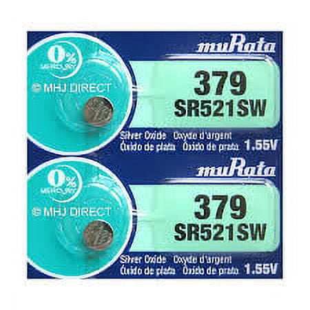 Sony Murata 379 - SR521SW Silver Oxide Button Battery 1.55V - 2 Pack + 30% Off!
