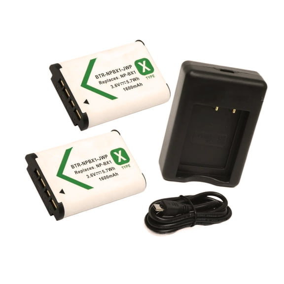 Sony NP-BX1 Replacement Battery 1600mAh (2-Pack) with Dual Charger