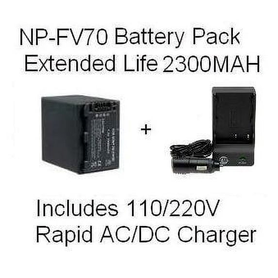 Sony NP-FV70 4 Hour Replacement Battery With AC/DC Rapid Battery Charger For The Sony DCR-SX44 DCR-SX63 DCR-SX83 DCR-SR68 DCR-SR88 SONY HDR-CX110 HDR-CX150 HDR-CX300 HDR-CX350 HDR-CX500V HDR-CX550V