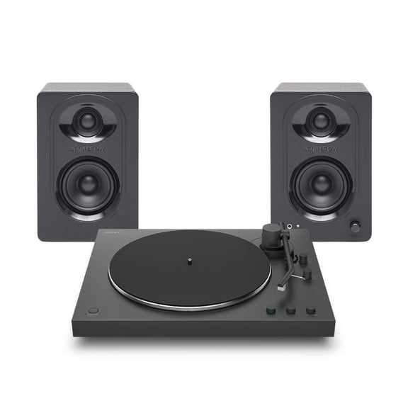 Sony PS-LX3BT Wireless Bluetooth Turntable (2026 Model) Bundle with 3-Inch Powered Pair Studio Monitors (Black) - 2 Items