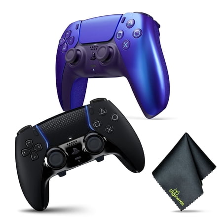 Sony PS5 DualSense Edge Wireless Controller - BLACK + Sony PS5 DualSense Wireless Controller - Chroma Indigo + Microfiber Cleaning Cloth