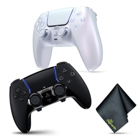Sony PS5 DualSense Edge Wireless Controller - BLACK + Sony PS5 DualSense Wireless Controller - Chroma Pearl + Microfiber Cleaning Cloth
