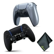 Sony PS5 DualSense Edge Wireless Controller - BLACK + Sony PS5 DualSense Wireless Controller - Silver (Limited Edition) + Microfiber Cleaning Cloth