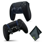 Sony PS5 DualSense Edge Wireless Controller - BLACK + Sony PS5 DualSense Wireless Controller V2 (2024 Model) - Midnight Black + Microfiber Cleaning Cloth