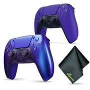 Sony PS5 DualSense Wireless Controller - Chroma Indigo + Sony PS5 DualSense Wireless Controller V2 (2024 Model) - Galactic Purple + Microfiber Cleaning Cloth