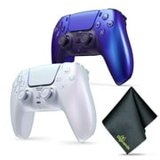 Sony PS5 DualSense Wireless Controller - Chroma Pearl + Sony PS5 DualSense Wireless Controller - Chroma Indigo + Microfiber Cleaning Cloth