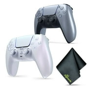 Sony PS5 DualSense Wireless Controller - Chroma Pearl + Sony PS5 DualSense Wireless Controller - Silver (Limited Edition) + Microfiber Cleaning Cloth