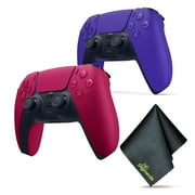 Sony PS5 DualSense Wireless Controller V2 (2024 Model) - Cosmic Red + Sony PS5 DualSense Wireless Controller V2 (2024 Model) - Galactic Purple + Microfiber Cleaning Cloth