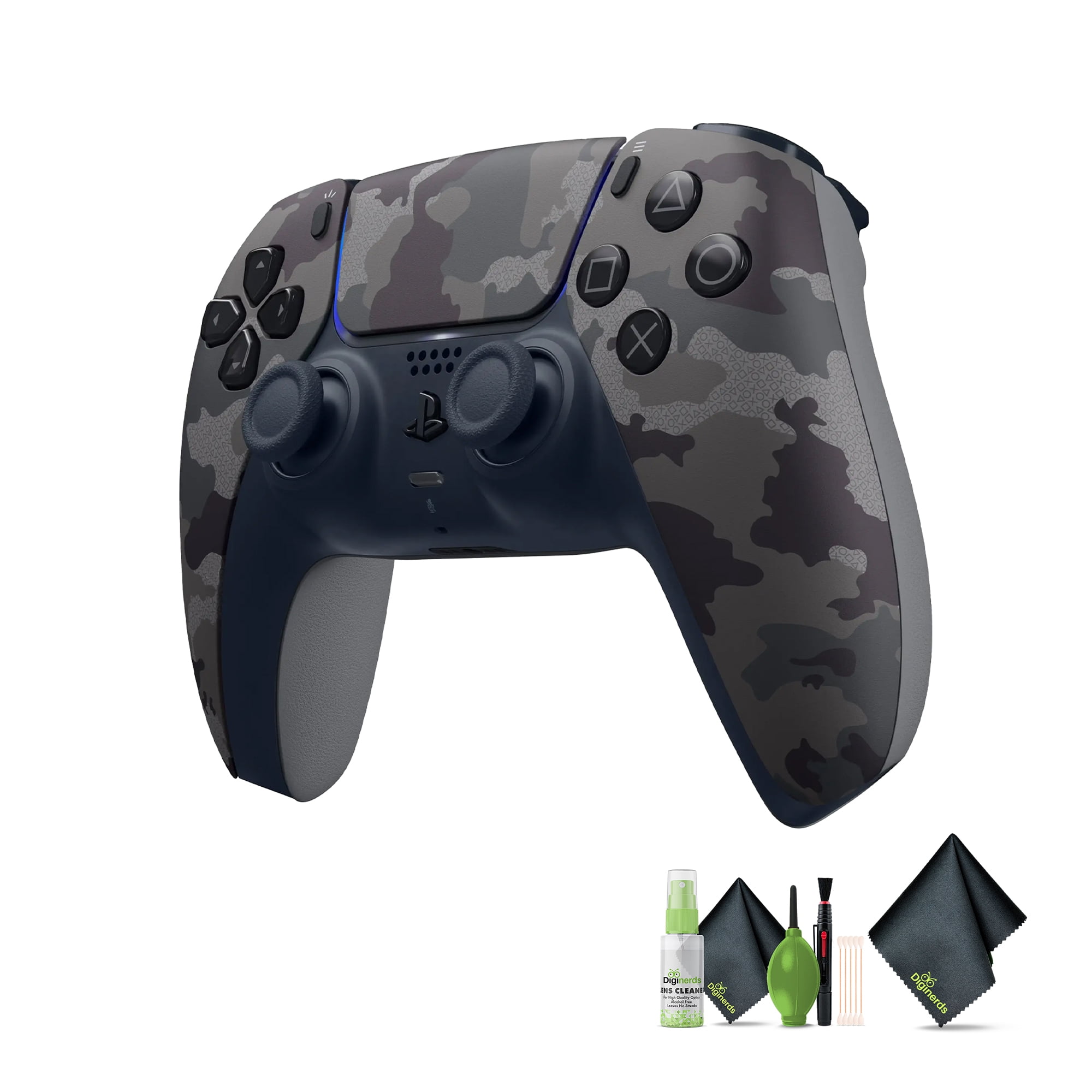 Sony PS5 DualSense Wireless Controller V2 (2024 Model) - Grey Camo + Diginerds Cleaning Kit + Microfiber Cleaning Cloth