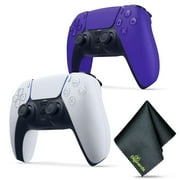 Sony PS5 DualSense Wireless Controller V2 (2024 Model)- White + Sony PS5 DualSense Wireless Controller V2 (2024 Model) - Galactic Purple + Microfiber Cleaning Cloth