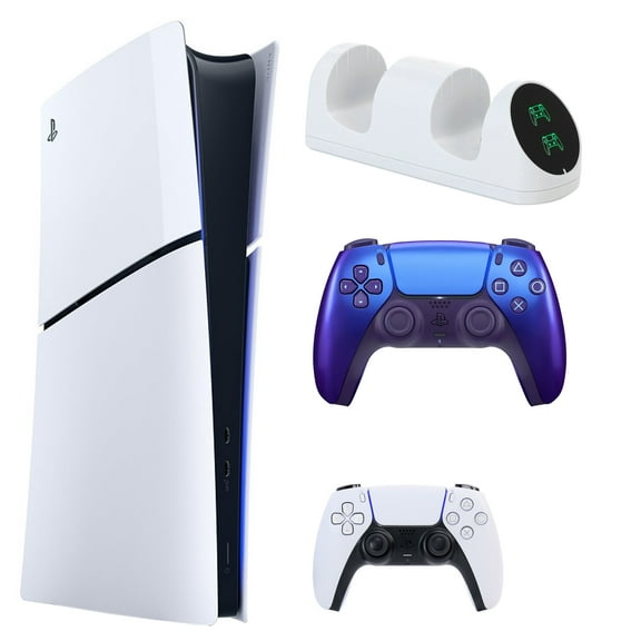 Sony PS5 Slim Digital with Extra Indigo Controller and Dual Charging Dock