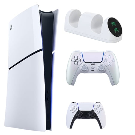 Sony PS5 Slim Digital with Extra Pearl Controller and Dual Charging Dock