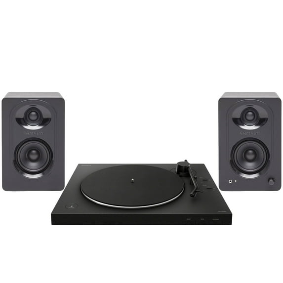 Sony PSLX310BT_K4 Bluetooth Turntable with Powered Studio Monitors Pair, Black