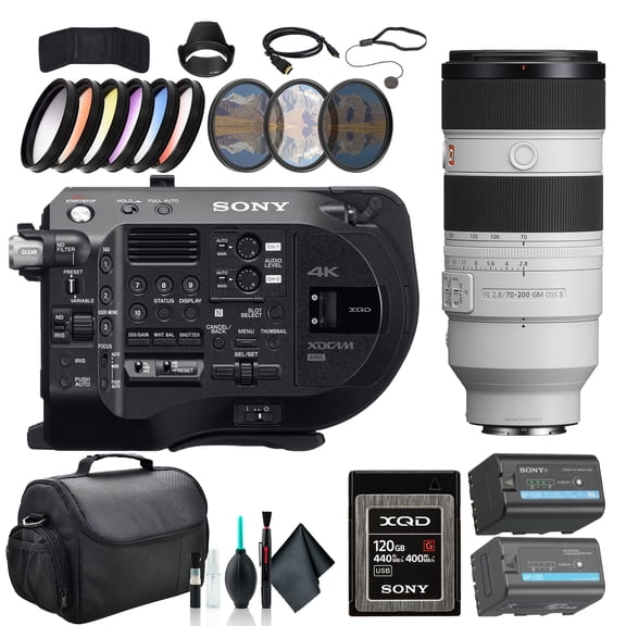 Sony PXW-FS7M2 XDCAM Super 35 Camera System PXW-FS7M2, Sony FE 70-200mm Lens, 120GB Memory Card, BP-U35 Battery, Filter Kit, Color Filter Kit, Lens Hood, Bag, Memory Card Wallet, and More