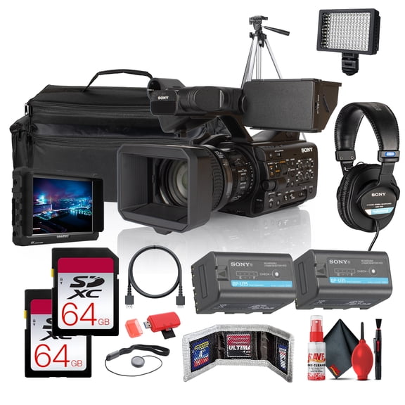 Sony PXW-Z300 3-CMOS Professional Camcorder Bundle with 4K Monitor, ECM-VG1 Microphone, Headphones, 2BP-U35 Batteries and 264GB Memory Cards (International Model)