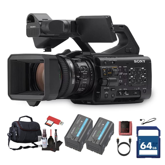 Sony PXW-Z300 3-CMOS XDCAM Camcorder | Shoulder-Mount Professional Video Camera With 17x Zoom Lens | 2 x BP-U35 Battery + 64GB Memory Card + Large Case + Card Reader + More
