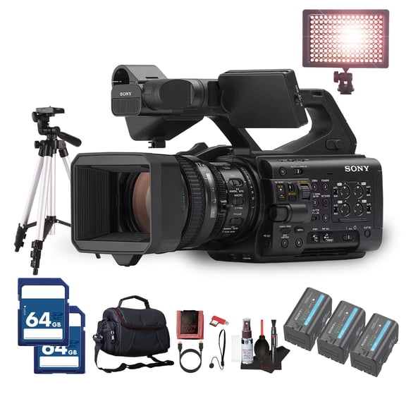 Sony PXW-Z300 3-CMOS XDCAM Camcorder | Shoulder-Mount Professional Video Camera With 17x Zoom Lens | 3 x BP-U35 Battery + 2 x 64GB Memory Card + Large Case + LED Light + More