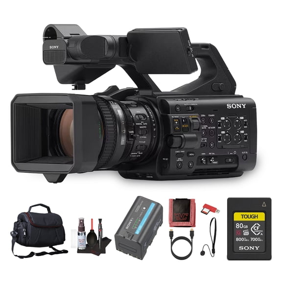 Sony PXW-Z300 3-CMOS XDCAM Camcorder | Shoulder-Mount Professional Video Camera With 17x Zoom Lens | Sony 80GB CFexpress Card + BP-U35 Battery + Large Case + Card Reader + More