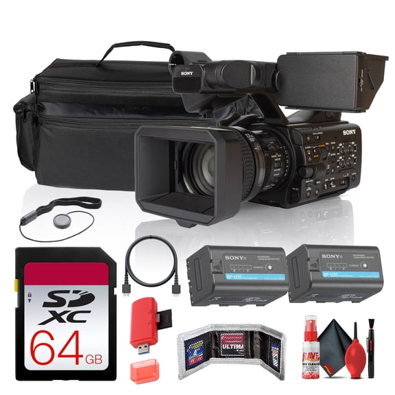 Sony PXW-Z300 Broadcast Shoulder Camcorder, 3-CMOS Professional Video Camera with 17x Zoom Lens + 2BP-U35 Batteries + 64GB Memory Card + Large Carry Case + Card Reader + More(International Model)