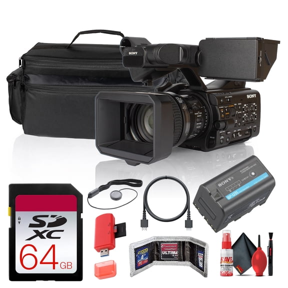 Sony PXW-Z300 Broadcast Shoulder Camcorder, 3-CMOS Professional Video Camera with 17x Zoom Lens + 64GB Card + Card Reader + Memory Wallet + Cap Keeper + More(International Model)