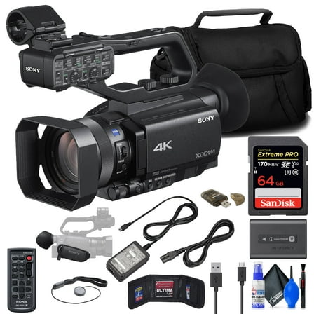 Sony PXW-Z90V 4K HDR XDCAM Camcorder with Fast Hybrid AF, 1-inch Sensor Bundle with 64GB Card, Bag, Card Reader and Cleaning Kit (International Model)
