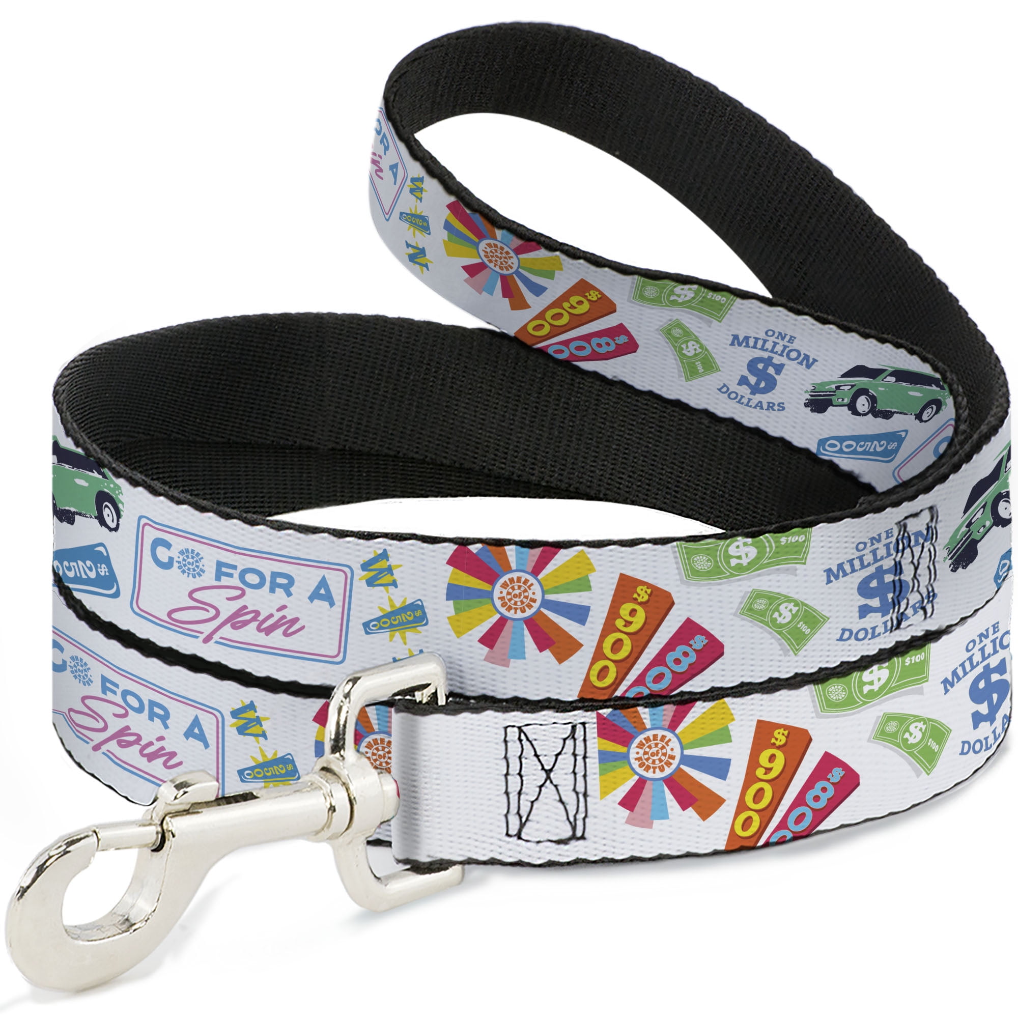 Sony Pictures Pet Leash, Dog Leash, Wheel of Fortune Go For a Spin Prize Collage Multi Color, 6 Feet Long 1.0 Inch Wide