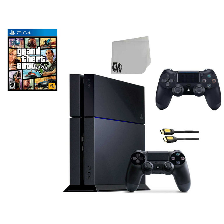 Sony PlayStation 4 500GB Gaming Console Black 2 Controller Included with  Grand Theft Auto V BOLT AXTION Bundle Used