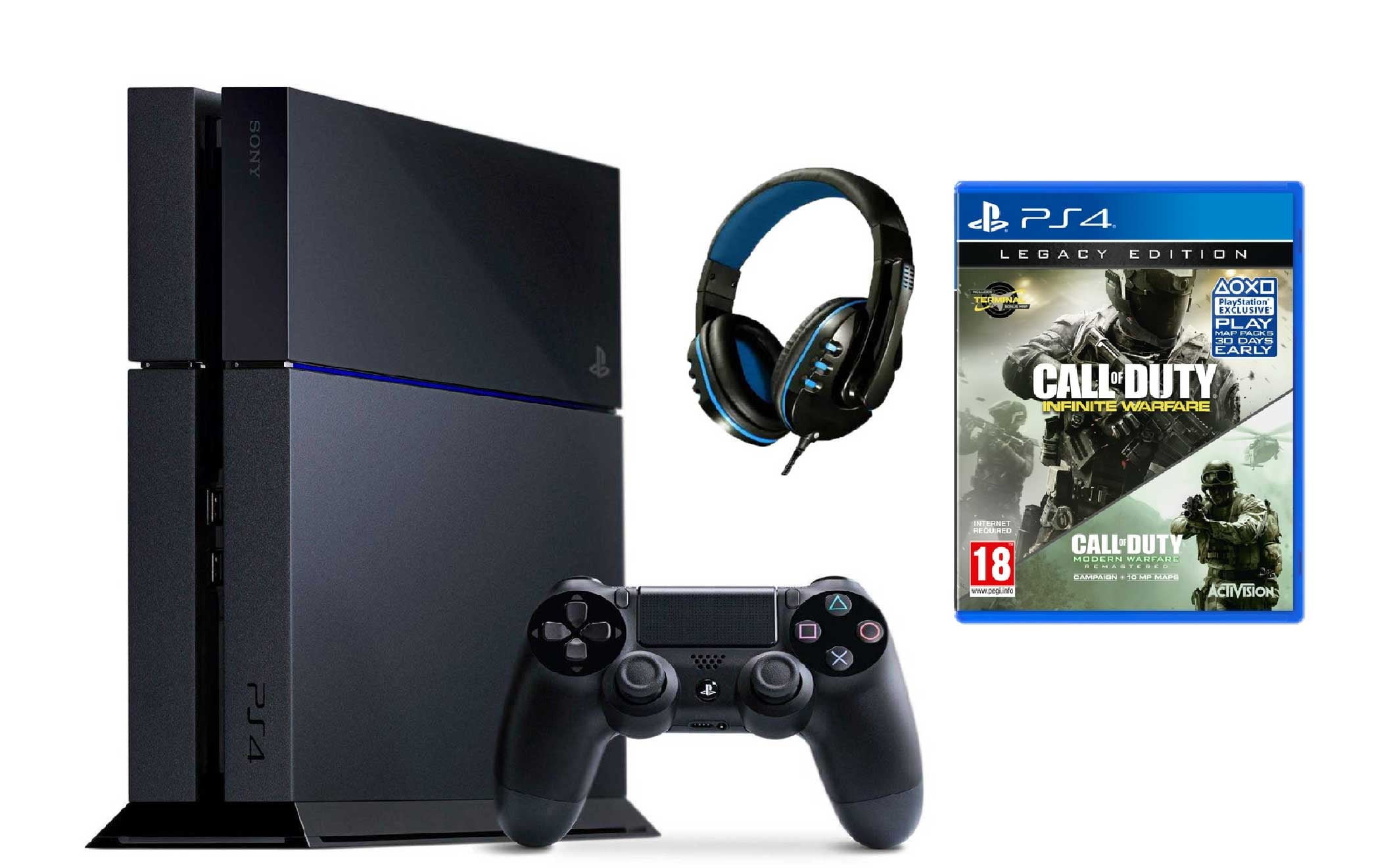 Sony PlayStation 4 500GB Gaming Console Black with Call of Duty Black Ops 4  BOLT AXTION Bundle Like New