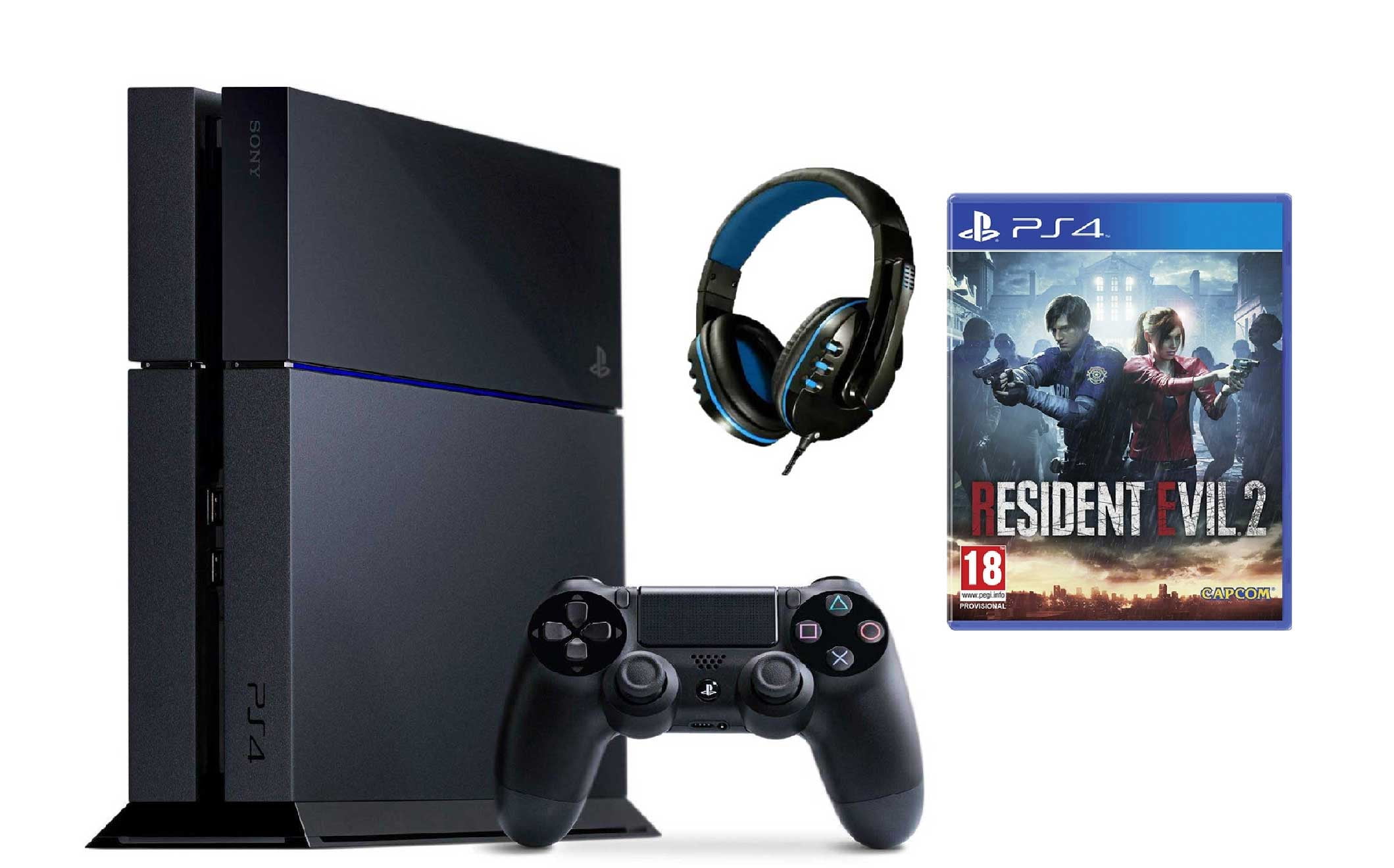 Sony PlayStation 4 500GB Gaming Console Black with Resident Evil 2 BOLT  AXTION Bundle Like New