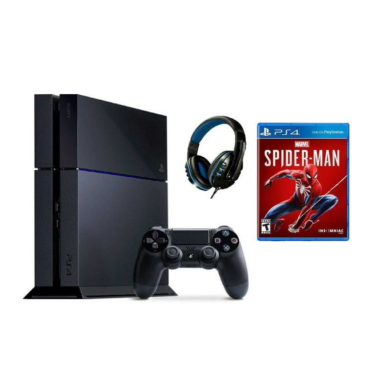 Sony PlayStation 4 500GB Gaming Console Black with Spider-Man BOLT AXTION  Bundle Like New