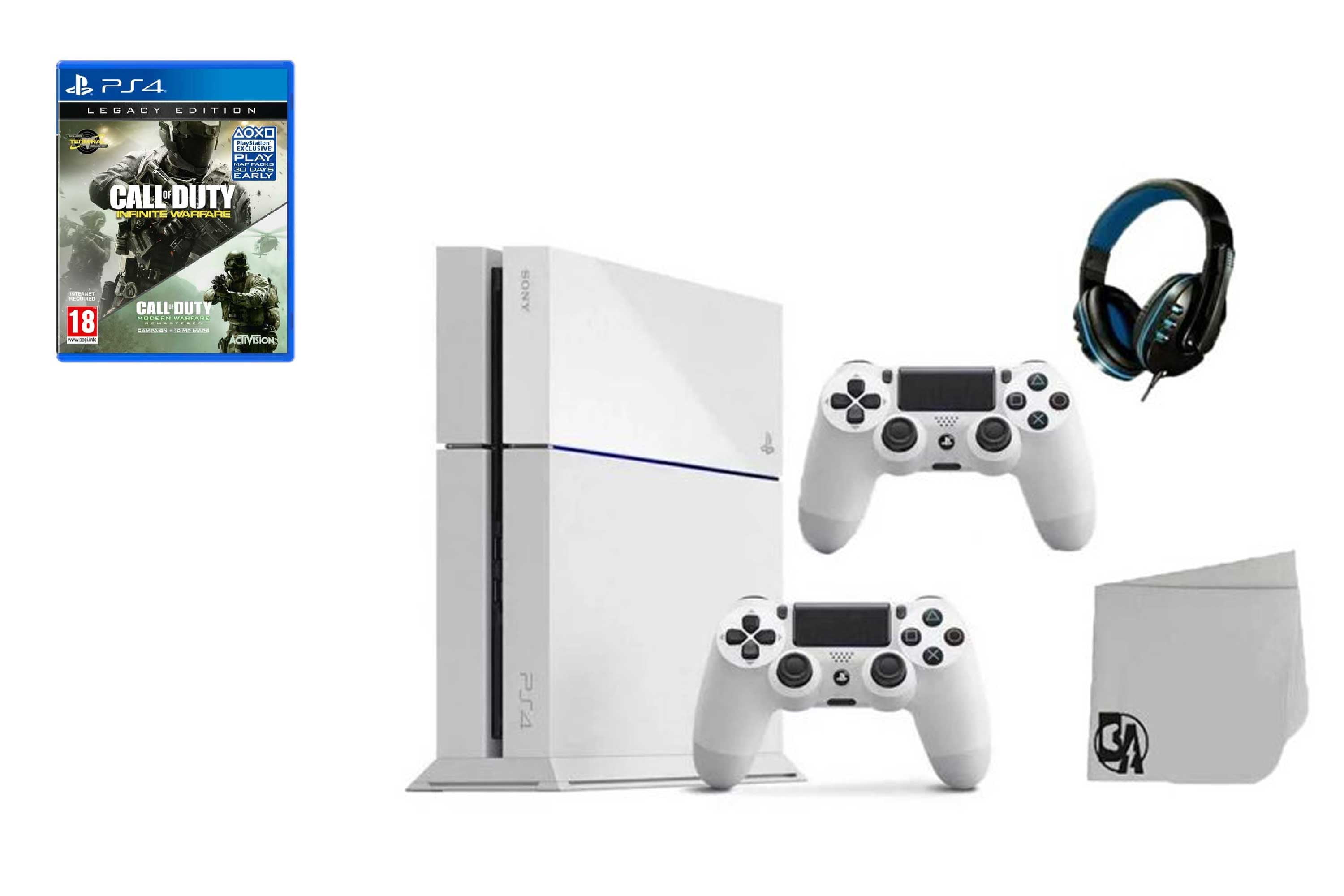 Sony PlayStation 4 PRO Glacier 1TB Gaming Console White with Call of Duty  Infinite Warfare BOLT AXTION Bundle Used